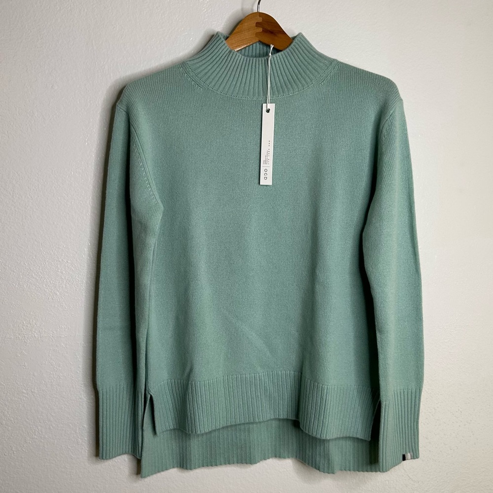 NWT NEW 100% Cashmere Teal Blue Turtleneck Tunic Sweater One Grey Day Size XS